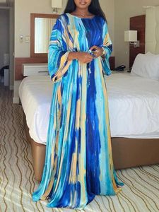 Casual Dresses VONDA Bohemian Dress Oversized Women Long Sleeve O Neck Party Vestido 2024 Spring Floral Printed Maxi Robe Femme Formal