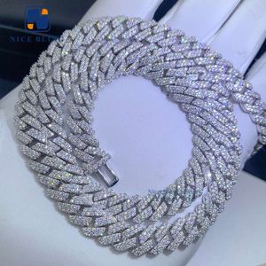 Schneller Versand Hip Hop Schmuck für Männer Frauen Custom 925 Sterling Silber Iced Out 8mm Moissanit Cuban Link Chain