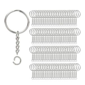 200st Split Key Chain Rings med kedjesilvernyckelring och öppna hoppringar Bulk för hantverk DIY 1 tum 25mm2259