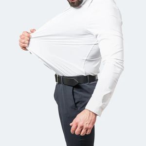Весенне-летняя мужская эластичная деловая повседневная шелковистая рубашка против морщин, не гладкая, с длинными рукавами, белая рубашка S ~ 8XL 240124