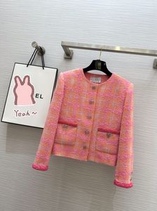 Chan 2024 marca de designer de alta qualidade início da primavera novo casaco laranja rosa clássico casaco coco estilo celebridade casaco feminino presente de aniversário presente do dia dos namorados