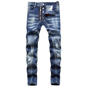 TR APSTAR DSQメンズジーンズヒップホップロックMOTO DSQ COORGUY JEANSデザインリッピングデニムバイカーDSQ JEANS FOR MEN 091 COLOR BLUE