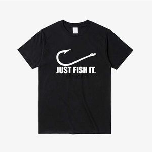 Herr t-shirts rolig kärlek fiske sportig t shirt män kvinnor bara fiskar det roliga t-shirt korta ärmar hip hop o-hals bomull t-shirt överdimensionerad tee