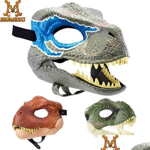 Máscaras de festa Horror Dinossauro Heaear Dragão Lifelike Máscara Halloween Cosplay Boca Aberta Látex Assustado Presentes Y220805 Drop Delivery Home G Dhgnw