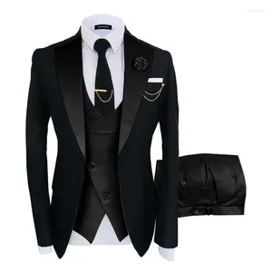 Mäns kostymer 2024 kostym tre-stycken koreanska smala fit Business Banket Mens for Men Wedding