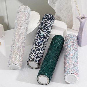 Water Bottles 280ml Creative Shiny Full Diamond Thermos Stainless Steel Bottle For Girl Portable Vacuum Flasks Coffee Cup Gift