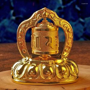 Decorative Figurines Tibetan Solar Scripture Prayer Wheel Home Decoration Silent Metal Model Sunshine Garden Auspicious Ornaments Business