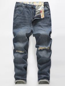 Proste męskie, bez rozciągnięcia bawełniane dżinsowe spodnie dżinsowe dżinsowe dżinsy do mycia wybielającego z kolorowym blokiem 240124