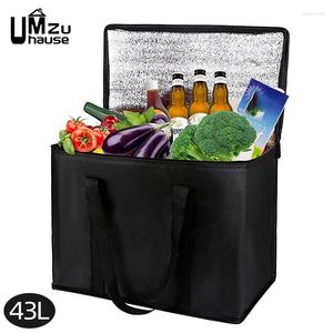 Storage Bags 43L Insulated Tote Bag Grocery Fruit Food Meal Big Cooler Delivery Zipper Thermal Case Outdoor Shopping Market Organizer