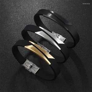 Charmarmband geometrisk guld silver färg färg rostfritt stål armband sport svart silikon justerbara armband för kvinnor