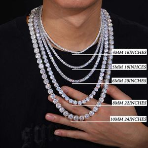 armband halsband hip-hop tennis sterling sier vvs moissanite diamant kluster is ut kubansk kedja för män kvinnor