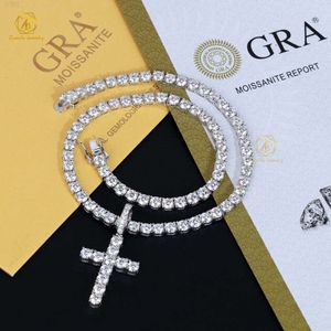 Joias finas de prata 925, joias hip hop com teste de diamante, 5.0mm, gra, homens, mulheres, moissanite, pingente de cruz de diamante