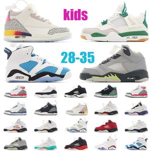Jumpman 4 4S 3 3S 5S 6 6S 11 11S Youth Cherry Basketer Shoes Boys Girls Athletic Black Cat Thunder Shoe with Box