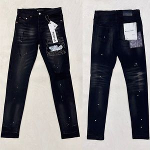 EUA 24ss Moda Mens Splash-ink Denim Calças com Buracos Rasgados Bandana Casual Vintage Lavado Estilos de Pintura Jeans Calças Bottoms Novas Cores 0131