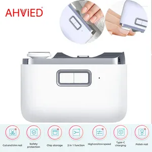 Smart Home Control AHVIED Type-C Rechargeable White Electric Nail Clipper With Light For Baby Kids/Women/Men Automatic Trimming And