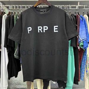 パープルシャツメンズTデザイナーTシャツグラフィックティー服コットンシャツグラフィティ邪悪な楽しいカラープリントスケッチオイルペインティングパターンストリートルーズA1 42VG47