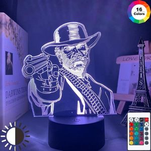 Night Lights Game Red Dead Redemption 2 Gift Acrylic 3D Lamp för rum Dekor Nightlight RDR2 Arthur Morgan Figure Kids LED Light