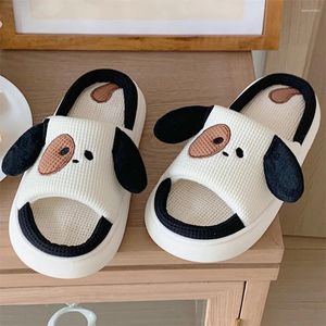 Slippers Anti Odor Puppy Slipper Women's Shoes 2024 Slide Sandals Trends Animals Woman Indoor Cotton Linen House With Dog