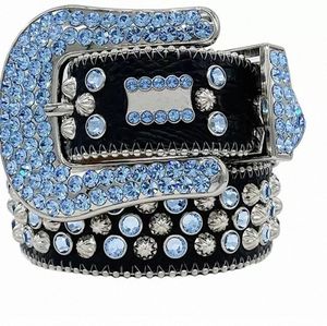 Bb Belt Simon Belts Men Women Designer Shiny diamond luxury personality waistband Black on Blue white multicolour ceinture bling rhines belt 61na#