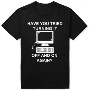 Men's T Shirts Have You Tried Turning It Off And On Again Crowd Funny Men Fashion O Neck Cotton Graphic Print T-Shirt