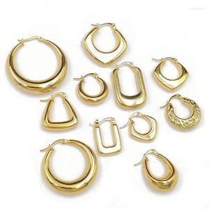 Stud Earrings 6pcs/Lot Fashion Geometry Stainless Steel Earring 18K Gold Vacuum Plating Round U Shape Square For Women Jewelry Wholesale
