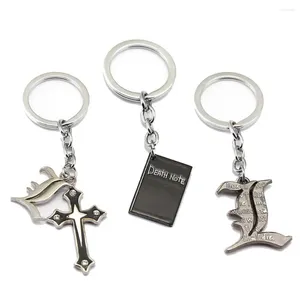 Keychains Death Note Keychain Anime Key Chain Black Book Ring Holder Pendant Chaveiro Jewelry For Gift