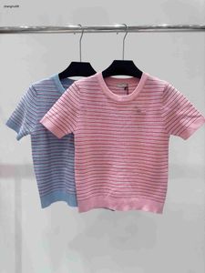Designer mulheres traje camiseta moda listra impressão manga curta senhoras de alta qualidade tricô superior vestuário 31 de janeiro