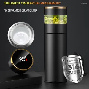 Water Bottles Tea Infuser Vacuum Flask Temperature LED Display 450ml Insulated Cup Stainless Steel Tumbler Thermos Bottle Travel Coffee Mug