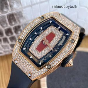 Richardmill Wacthes Automatiska lindningsdelar Kronograf Richardmill Red Lips Full Sky Star Womens Series RM0701 18K Rose Gold Original Diamond Set Au Yq8n