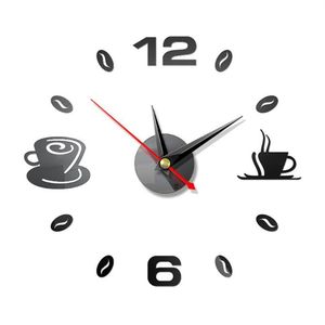 Wall Clocks DIY Large Clock Frameless Giant Modern Design Cafe Coffee Mug Bean Decor Kitchen Watch202c