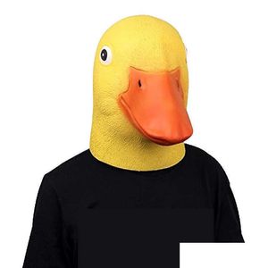 Party Masks Takerlama Cute Animal Mask Novelty Latex Rubber Py Funny Yellow Duck Heaear Halloween Cosplay Costume X0803 Drop Deliver Dhmfn