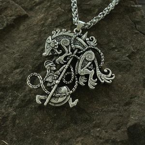 Ожерелья с подвесками Lanseis 1 шт., мужское ожерелье викингов ODIN Warrior NORSE WOLF