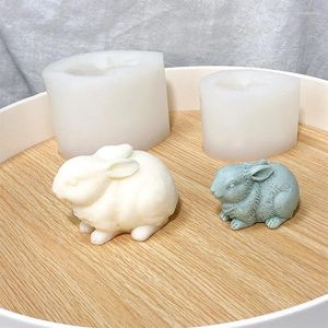 クラフトツールウサギ年3D動物バニーキャンドルシリコーンカビDIY手作り香スモークストーン金型ケーキペストリーキャンディー装飾