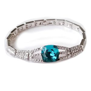 Браслеты MOONROCY Rigant, браслет с австрийскими синими кристаллами, серебряный цвет, геометрическая фигура, оптовая продажа, ювелирные изделия для девочек, женский браслет, подарок, дропшиппинг