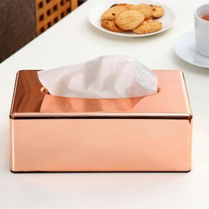 Pappersställ Elegant Royal Rose Gold Car Home Rectangle Shaped Tissue Box Container Handduk Tervelvävnadshållare Y200328199Q