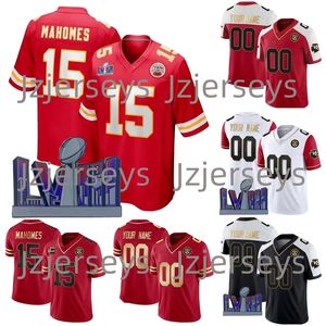 Erkekler kadın genç 15 Patrick Mahomes Kansases City Futbol Şefleri Jersey Travis Kelce Nick Bolton Jaylen Watson Isiah Pacheco Felix Anudeike-Uzomah Trent McDuffie