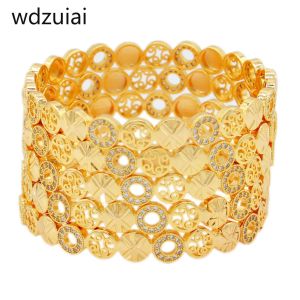 Bangles WDZUIAI New Design Gold Color Bangle Dubai Women Bridal Wedding Charm Jewelry African/French/Ethiopian Bracelet Party Best Gifts