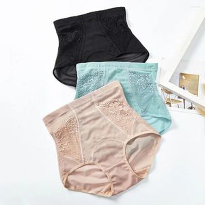 Women's Panties Women Briefs Lace High Waist Tummy Control Soft Solid Color Slimming Patchwork Anti-septic Inner Wear Clothes