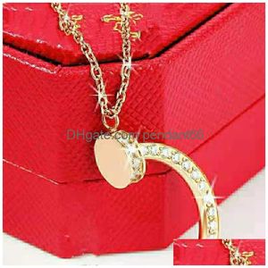 Naszyjniki wiszące 2021 Naszyjnik Piękna biżuteria łańcuch ze stali nierdzewnej dla mężczyzn i kobiet prezenty świąteczne z czerwoną torbą na kurz Dhbrh