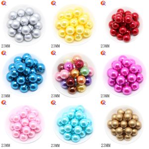 Boncuklar 23mm Renk seçin 70pcs/lot moda abs inci boncuk akrilik inci boncuklar Chunky sahte inci boncuklar çocuklar için kolyeler mücevher yapımı