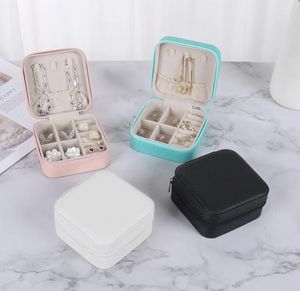 Caixas de joias mini estojo de armazenamento portátil caixa de joias de viagem pequenas caixas organizadoras de armazenamento anéis brincos colares suporte display para mulheres macaron cor 560qh