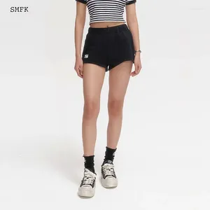 Shorts femininos smfk vintage campus curto cintura alta carta impressão para esporte de verão casual feminino algodão versátil