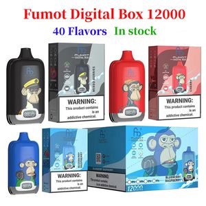 Fumot RandM Digital Box 12000 sbuffi monouso Vape 12K 20ml preriempito 850mah batteria ricaricabile dispositivo di tipo C Sigarette elettroniche originali 40 gusti 0% 2% 5% Sigarette elettroniche