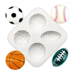 Pişirme Kalıpları Futbol Tenis Rugby Basketbol Silikon Şeker Gücü Küf Kek Fondan Kek Dekorasyon Araçları