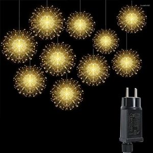 Stringhe di luci della stringa delle fate 600/1200 LED per esterni Natale dente di leone fuochi d'artificio impermeabile plug-in appeso Starburst Light