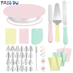 Bakeware Tools FAIS DU Macaron Cake Turntable Set With Cream Nozzles Scrapers Upgraded Revolving Stand For Baking Pastry Decorations