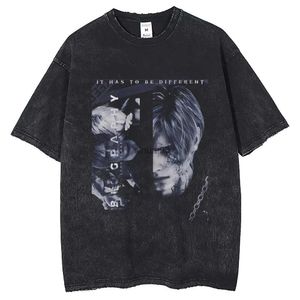 Men's T-Shirts Friend Game Leon s Kennedy Portrait Printed Short Sleeve Shirt 2024 Harajuku Summer Vintage Wash 250G Cotton Mens Loose Round N