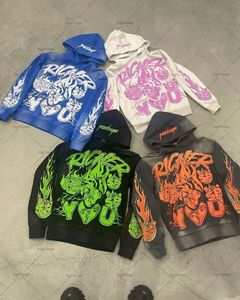 Geometryczny wzór kolorowe litery Gotyckie druk swobodny bluzy dla mężczyzn Y2K High Street Hip Hop Mashing Pullover dla mężczyzn 240131