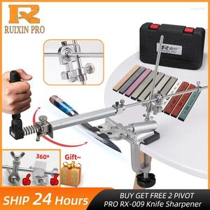 Andra knivtillbehör Ruixin Pro RX 009 Sharpener Kit Metal Fixat Angle Justerable Clip 360 ° Flip Professional Kitchen Sharping Tool Set