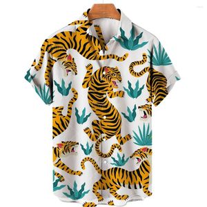 Men's Casual Shirts Hawaiian Animal Lapel Vintage Dress For Men 3D Printed Short-sleeved Shirt Summer Vacation Top Beach Camisa